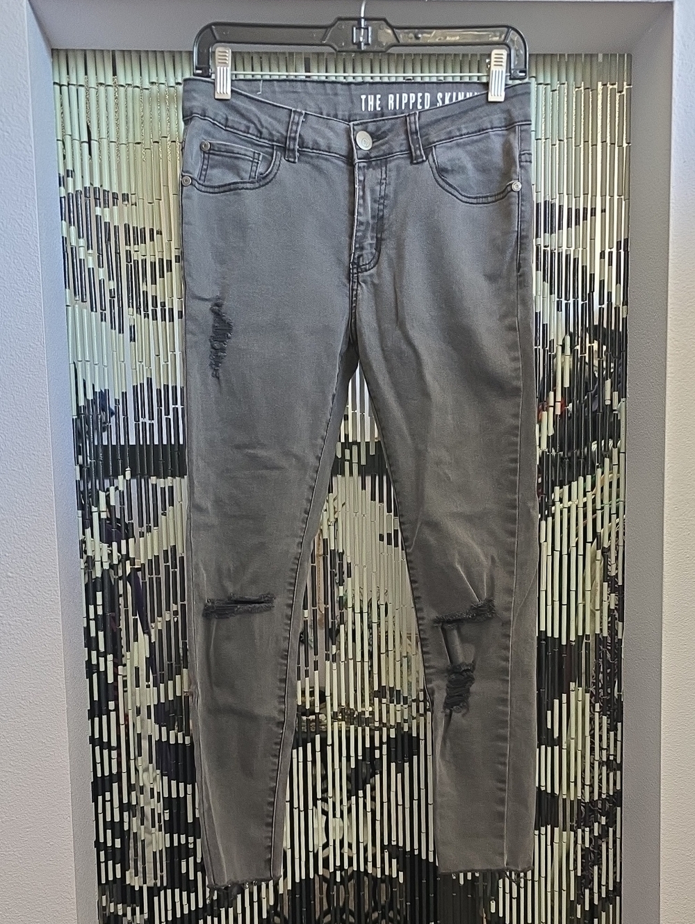 Cotton On Women's Charcoal Gray 7/8 Ripped Skinny Jeans